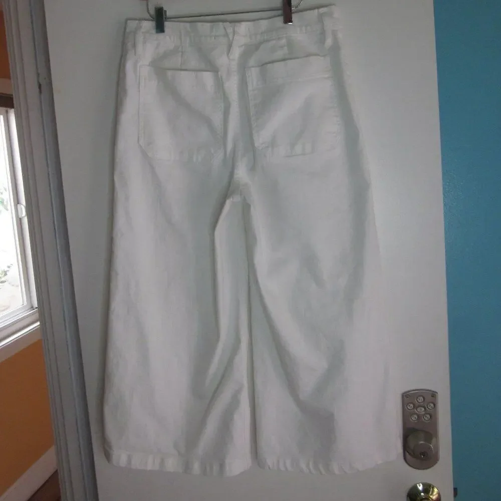 Point Sur J. Crew Womens Size 31 White Crop Wide Leg Cotton Jeans